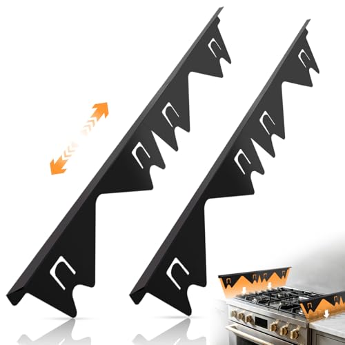 Xaogogo Black Stainless Steel Stove Gap Covers 13.8-27.6 in (2 Pack) - Heat Resistant, Easy Clean