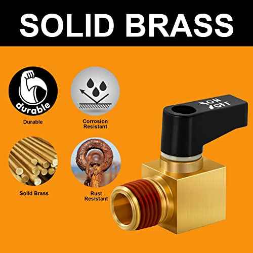 SUNROAD Air Compressor Valve Brass Drain Cock Ball Valve 1/4" NPT Male Thread Air Compressor Accessories 2pcs with Thread Seal Tape with Plastic Case