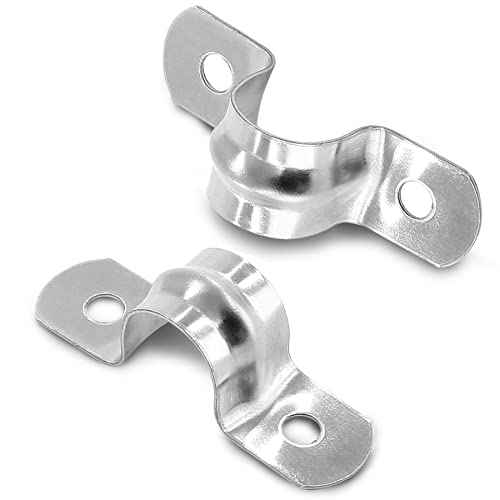 Piutouyar 50 Pack 12MM Two Hole Strap U Bracket 304 Stainless Steel Rigid Pipe Strap Clamp Heavy Duty Tube Strap Tension Clip (1/2 Inch)