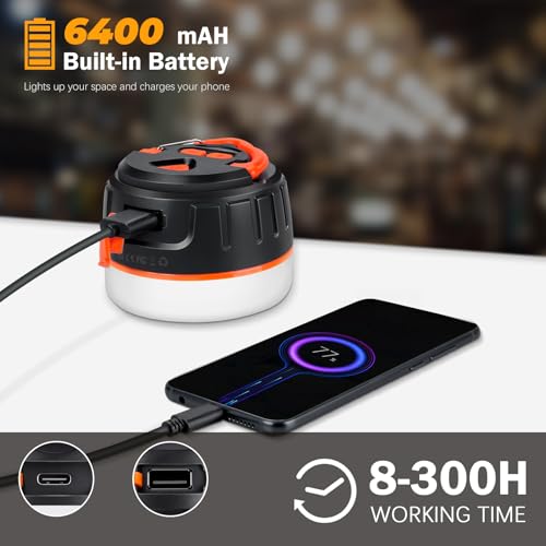 Yonktoo Rechargeable Tent Light Orange 1000LM Camping Lantern with 6400mAh Battery