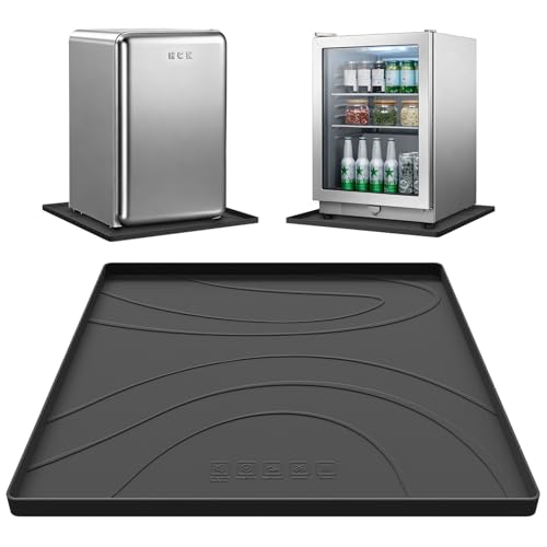 KVRG Mini Fridge Silicone Mat 19.7x19.7in Black – Drip Tray Under Fridge, Floor Protection