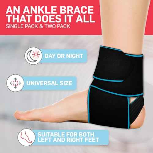 Dr. Arthritis Essentials Ankle Brace Support for Women & Men, Tendonitis, Achilles Injuries, Running, Basketball & More, Fits Left & Right Foot (Blue Single)
