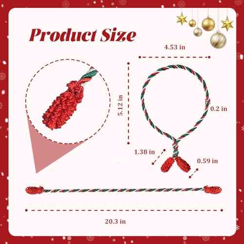 Christmas Holiday Garland Ties Decorative Wreath, 12 Pcs Flexible Gift Craft Wrapping Decorations for Home Banister, Lamp Posts, Christmas Stocking or Stairs Outdoors Decoration(Green&Red)