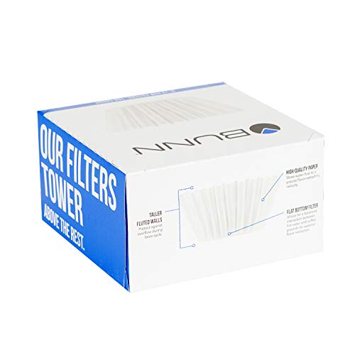 BUNN 100 Count Coffee Filters, Flat Bottom 8-12 Cup, 6 Pack (600 Filters per Case)