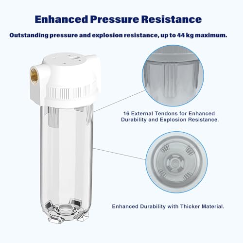MOPUEHEL System_HS 10-Inch Clear Inline Water Filter Housing for RV & Home