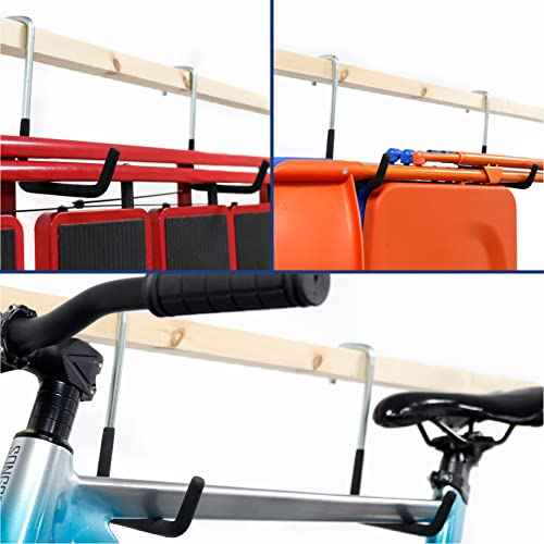 POETISKE Rafter Hanger Hook, Large S Hooks for Hanging, Ladder Hanger, Bike Hooks, Garage Storage Organizer, Black 8PC