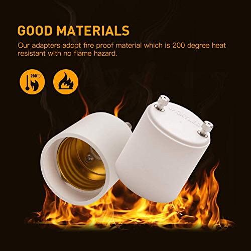 2 Pack JACKYLED GU24 to E26 Light Bulb Adapter - Up to 392°F Heat Resistant