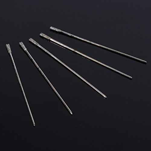 Drill Bits-20PCS 1mm Diamond Coated Lapidary Drill Bits Solid Bits Needle for Jewelry Agate