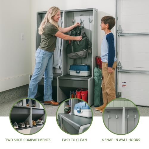 Lifetime 64.7-Inch Grey Locker with Bench & Shoe Organizer - Garage/Entry Storage