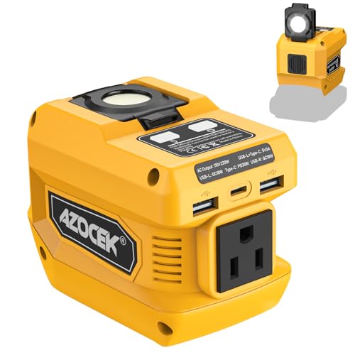 Azocek 220W Power Inverter for DeWalt 20V Battery - 1-Pack Yellow