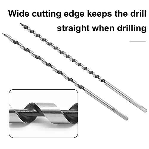 1/4 Inch Diameter Wood Auger Drill Bit, 9 Inch (23cm) Length Ship Auger Bit Wood Hole Cutter for Hardwood, Softwood - 2 Pack