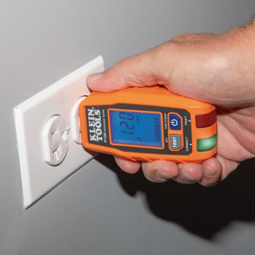 Klein Tools Receptacle Tester with LCD Display - GFCI & Wiring Fault Detection