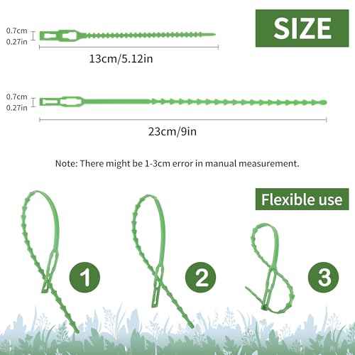 Green Zip Ties, 5 Inch Adjustable Plant Ties, 50PCS Plastic Twist Ties for Outdoor Garden Climbing Plants, Premium Heavy Duty Self-Locking Decoration Tie Wraps Support Tree Shrub Vine