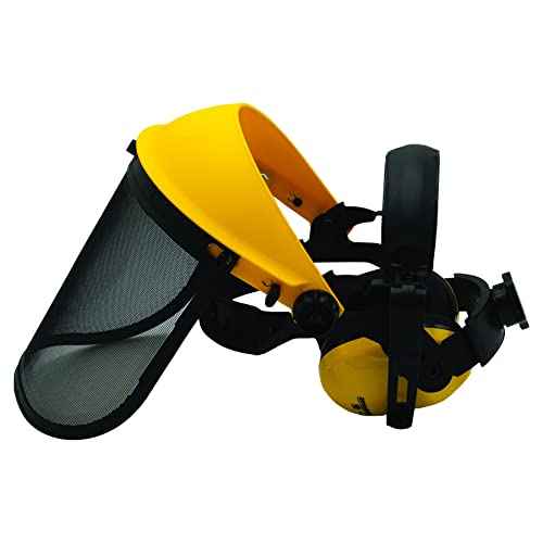 FORESTER Face Protection Equipment Kit - Visor Face Shield Ear Muffs Personal Protective Equipment Safety Gear Landscaping Tools Masks for Construction Workers Yard Work Accessories - Black and Yellow