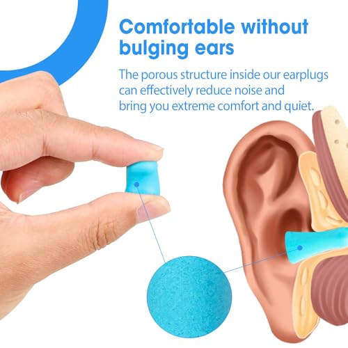 AZEN 100 Pairs Lake Blue Foam Ear Plugs NRR 32dB Sleeping Noise Cancelling