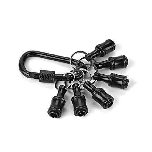 LUEXBOX 1/4 Inch Bit Holder Keychain, Hex Screwdriver Bits Holder Extension Bar, Quick Change Screw Bit Holder for Most Electric, Hand-held Screwdrivers and Drill Bits (A: Black 6pack)