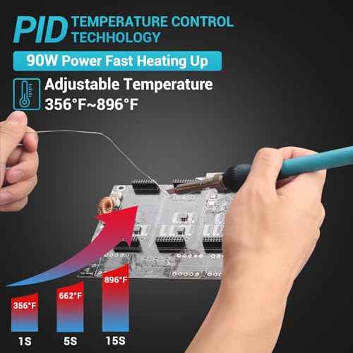 90w Soldering Station, Electronic Digital Display Soldering Iron Station Kit with 3 Presets Modes, 356¢µ¢¦896¢µ,¡ÆC/¡ÆF Conversion,Sleep Mode, 5 Extra Solder Iron Tips,Solder Sucker,Soldering Wire,Tweezers