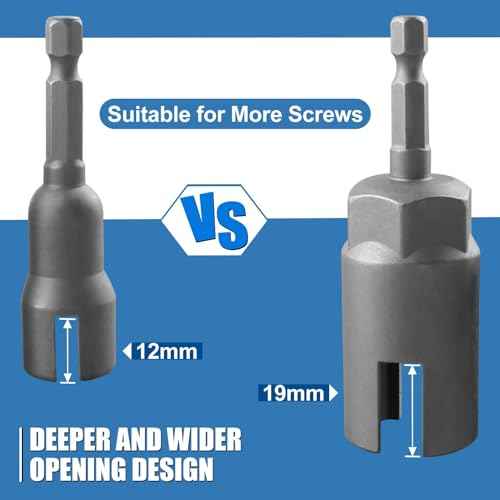 2 Pack Power Wing Nut Driver Set (2 Size 12mm,19mm) Wing Nut Drill Bit Socket Wrench Tool Set with 1/4 Quick Connect Hex Shank for Panel Nuts C Hook Bolts Eye Screws Q-Hanger