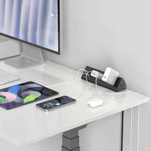 Jgstkcity Desk Clamp Power Strip,20W Fast Charging Station,Surge Protector Nightstand Edge Mount,1875W Extension Cord with Multiple Outlets,2 USB-C,2 USB-A,for Home Office (Black, 2PCS-6 FT)