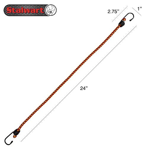 Stalwart 24-Inch Bungee Cords with Hooks - 10 Pack, Heavy Duty Outdoor Use