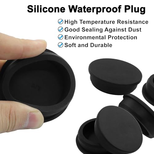 5 Pack 51mm Silicone Rubber Plugs for 2 Inch Round Holes Black - Waterproof Seal Caps
