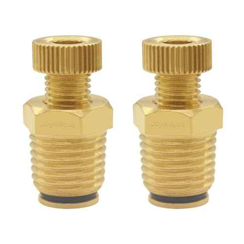 Joywayus 2PCS Brass 1/4" NPT Male Air Compressor Tank Drain Cock External Drain Valve Air Hose Fitting with Knurled Handle