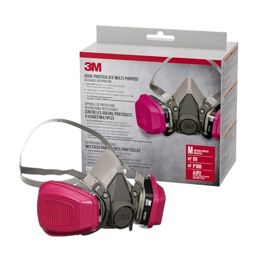 3M P100/OV Odor & Particulate Respirator Medium - Reusable Face Mask with Organic Vapor Cartridge - Model 65021, NIOSH-Approved