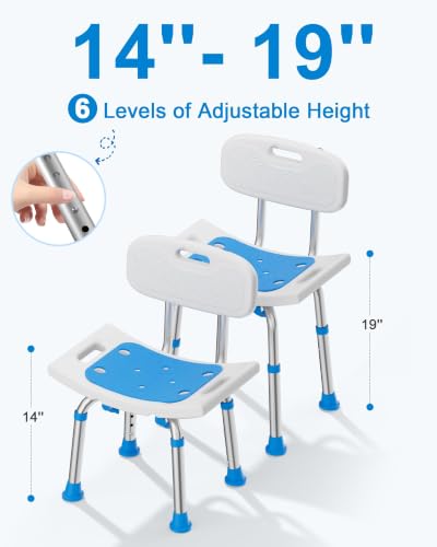 HOMLAND White Shower Chair with Removable Back, Aluminum Frame, 400LBS