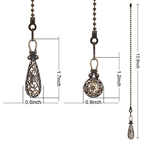 Dotlite Copper 2Pack Vintage Ceiling Fan Pull Chain Danglers