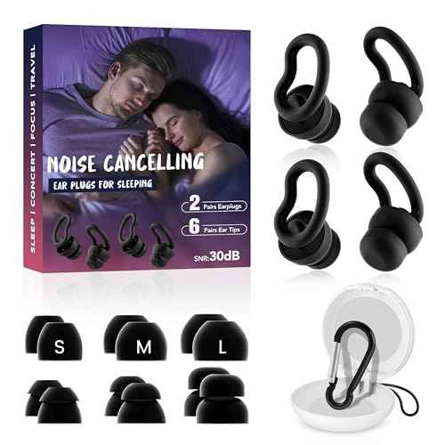Noise Cancelling Ear Plugs for Sleeping - 2 Pairs Reusable Soft Silicone Noise Block Earplugs for Sound Proof, 30db Noise Reduction Earplug for Sleep, Snoring Blocking, Concert