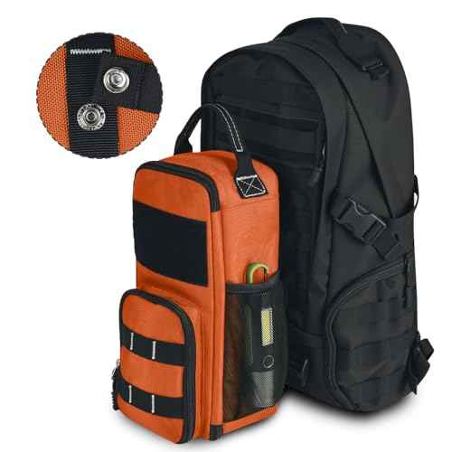 LAKE OF FIRE 12" Small Tool Bag Pouch for Men with Multiple Pockets, Waterproof Heavy Duty Tool Bag Organizer with Zipper and Portable Handle (Orange)