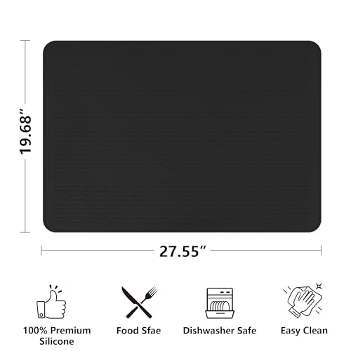 Anevna 28"x20" Glass Top Stove Cover Silicone XXL, Black – Cooktop Protectors & Dish Drying Mat