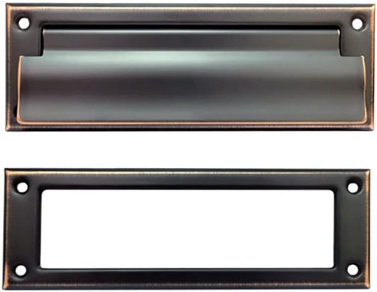 QCAA Soild Brass Mail Slot, with Solid Brass Interior Frame, 8-7/8''X2-7/8" Polished Brass 1 Pack, Made in Taiwan