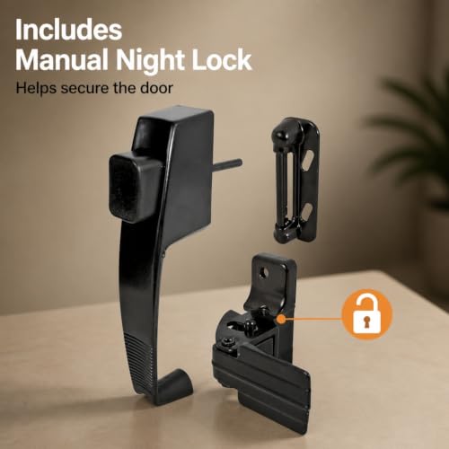 Prime-Line Black Screen & Storm Door Push Button Latch Set Night Lock - Fits 1-1/4 in. Doors