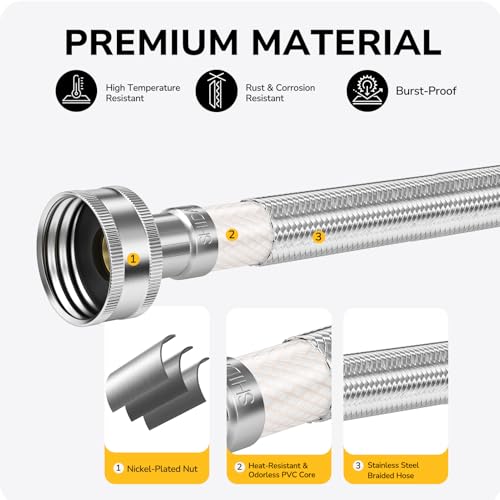 KAINGA 20-Inch Braided Stainless Steel Faucet Supply Line 3/8