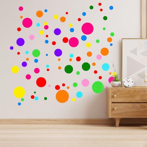 Boao 20 Sheets Polka Dots Wall Decals Colorful Wall Decal Colored Dot Stickers Circle Rainbow Stickers for Home Bedroom Playroom Nursery Classroom Decoration(Rainbow,10 Sizes)