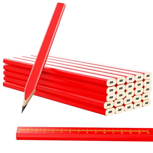 RONDURE 25-Pack Carpenter Pencils – Flat Octagonal Woodworking Marking Pencils