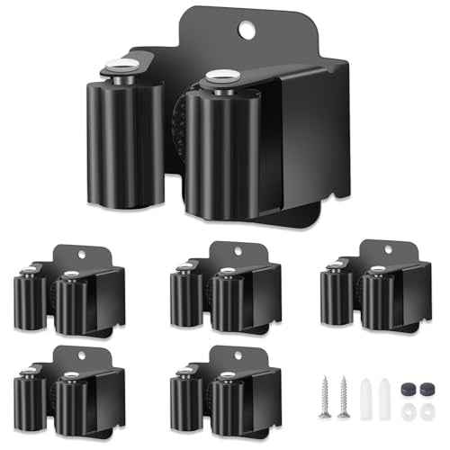 8 PCS Broom Holder Wall Mount, Upgraded Heavy Duty Mop and Broom Holder Wall Mount, Stainless Steel Broom Hanger Mop Holder Rack for Kitchen Laundry Garden Tool Organizer