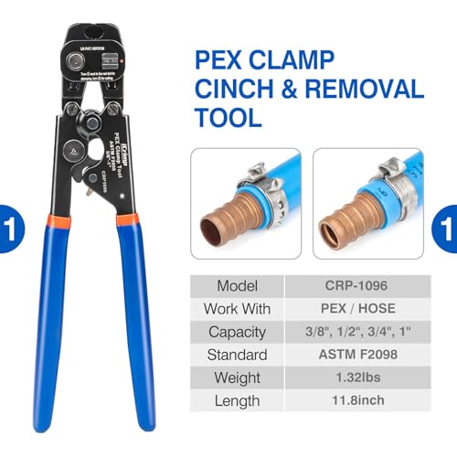iCrimp PEX Crimping Tool Kit PC-CRP1096 with Clamp Rings & Cutter, 3/8-1 inch