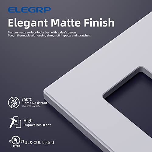 ELEGRP White 2-Gang Screwless Wall Plates 5 Pack - Mid-Size Decorative Cover