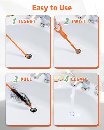 25-Inch Hair Drain Clog Remover Tool - Reusable Flexible Snake for Sink & Tub
