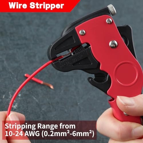SPEEDWOX Automatic Wire Stripper Tool 2 In 1 Wire Stripper Cutter Self Adjusting Wire Strippers Electrical Adjustable 10-24 AWG Cable Stripper Tool Cable Cutter For Industrial And Home Electric Repair