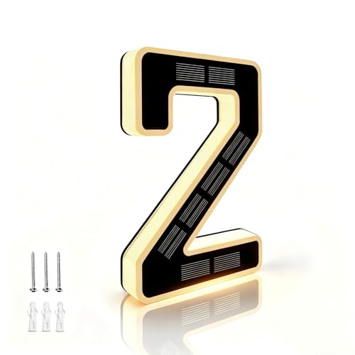 CARPESUN 6.7" Solar Powered House Numbers - Waterproof LED Address Sign, Black (2-Pack)