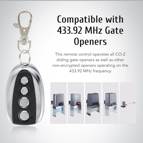 CO-Z Automatic Sliding Gate Opener Remote Control - 100ft Range, Easy Programmable, Durable Aluminum Design - Remote Control Variation