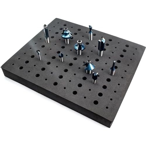 POWERTEC Router Bit Tray Organizer - Holds 110 Bits Each Tray | 50 1/2" and 60 1/4" Shank Router Bit Holder for Tool Box and Drawer Storage Solution, 2PK (71046-P2)