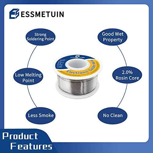 63/37 Tin Lead Rosin Core Solder Wire for Electrical Soldering (0.3mm 0.22LB) by Essmetuin