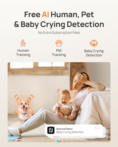 Anona 4K UHD Indoor Security Camera Pack - 2-Pack, Pet & Baby Monitoring, 360° Pan-Tilt, Dual-Band Wi-Fi 6, Auto-Tracking