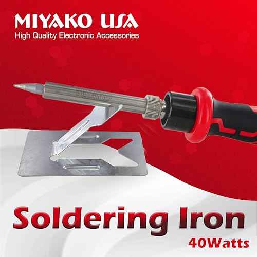 MIYAKO 40 Watts Soldering Iron Pencil Style Solder With Premium High Performance Ceramic Heater for Quick Heat Up, Long Life Replaceable Tip and Plastic Handle with Rubber for Comfort (74B440)
