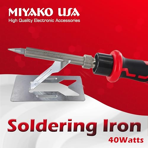 MIYAKO 40 Watts Soldering Iron Pencil Style Solder With Premium High Performance Ceramic Heater for Quick Heat Up, Long Life Replaceable Tip and Plastic Handle with Rubber for Comfort (74B440)