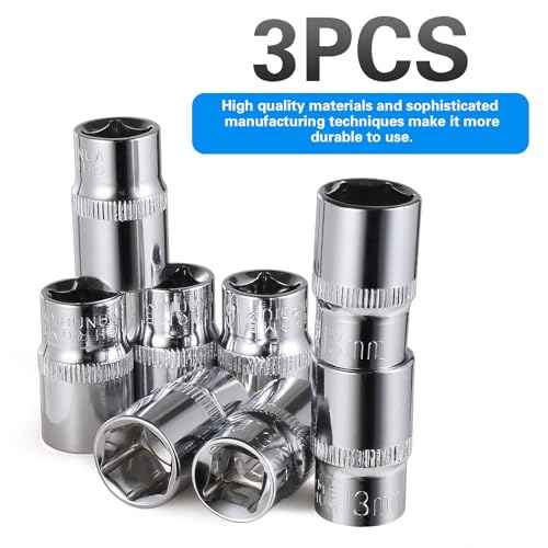 8-Piece 13mm Shallow Sockets, 3/8-Inch Drive, 6-Point, Corrosion Resistance, Compatible with Standard Ratchet Wrenches and Tools